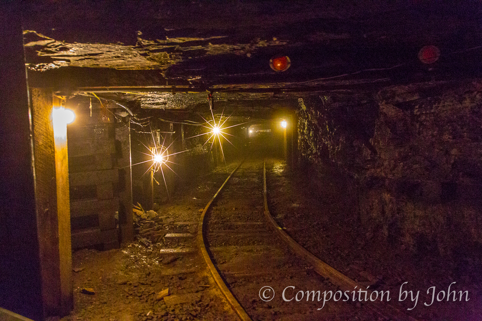 the long tunnel with rails to permit the coal to be hauled to surface