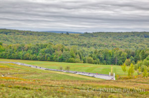 View from the Visitor Center showing the path flight 93 took before crashing into the field