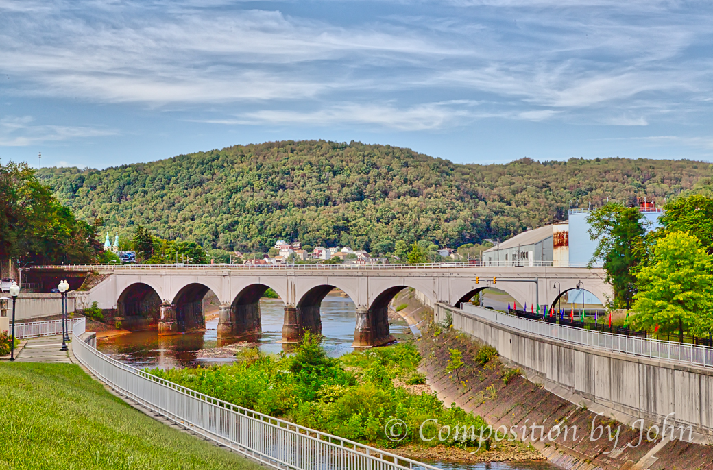 The stone 7 arch bridge in Johnstown where the debris piled up and then burnt 