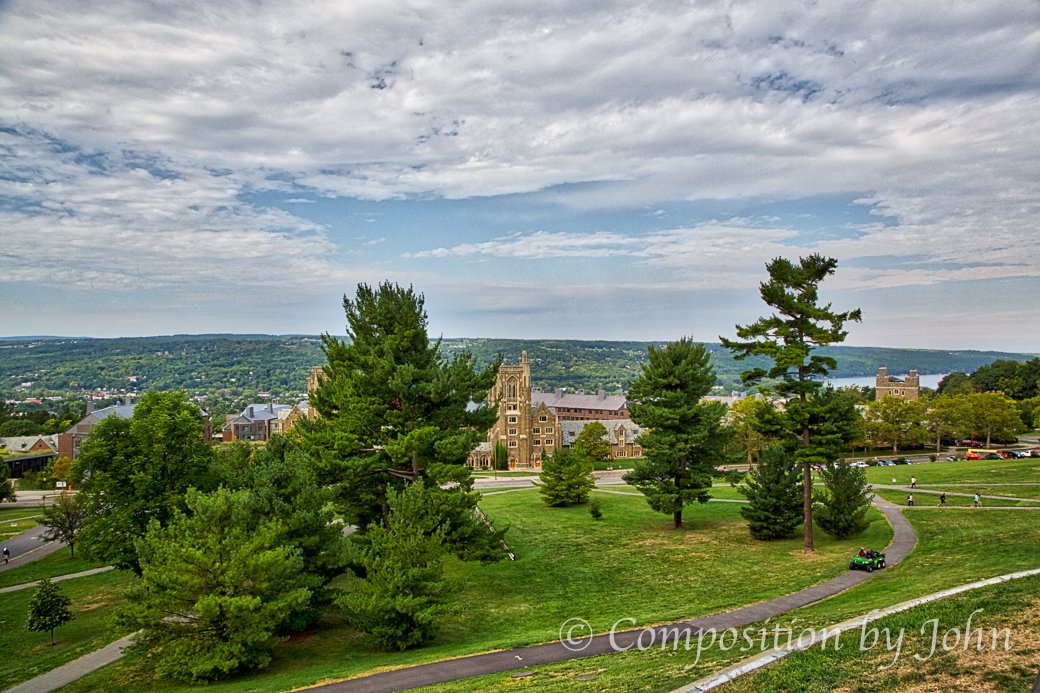 View from Cornell University down to Cayuga Lake