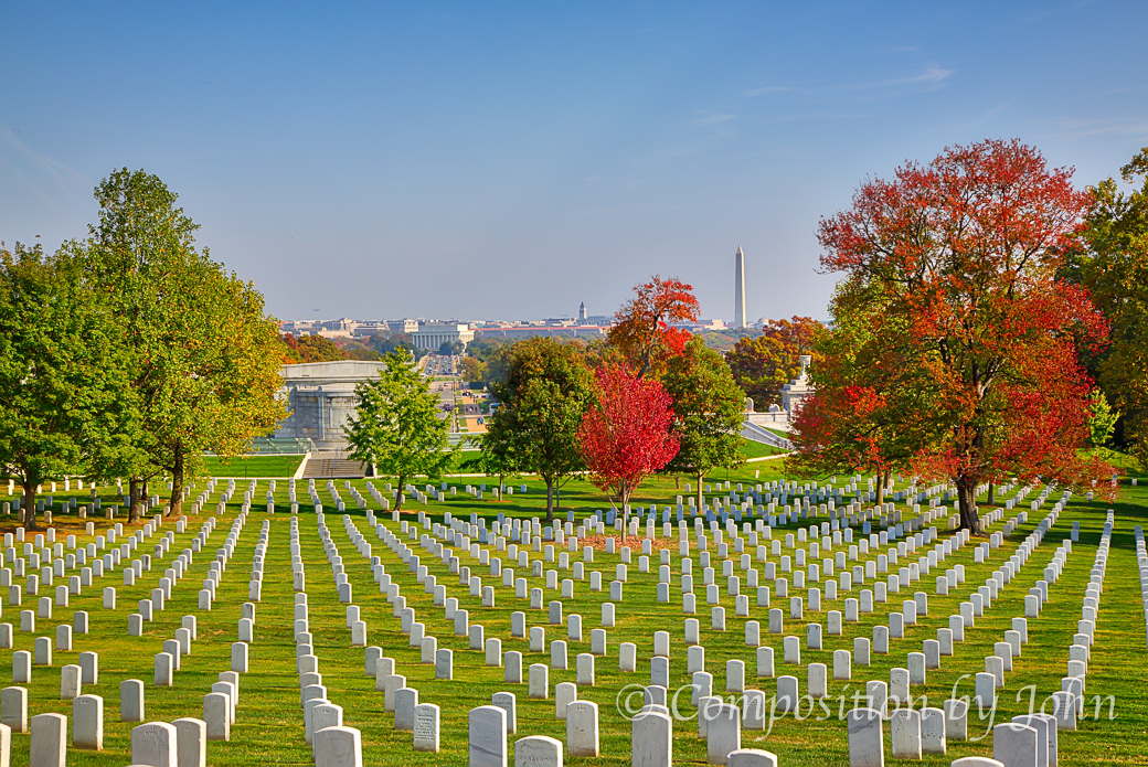 Washington Monument in the distance, the grave markers of so many who gave so much for our country.