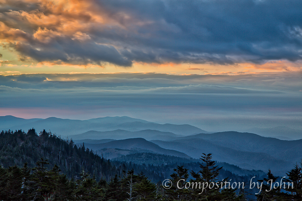 Sunset taken from Clingman's Dome with the blue haze